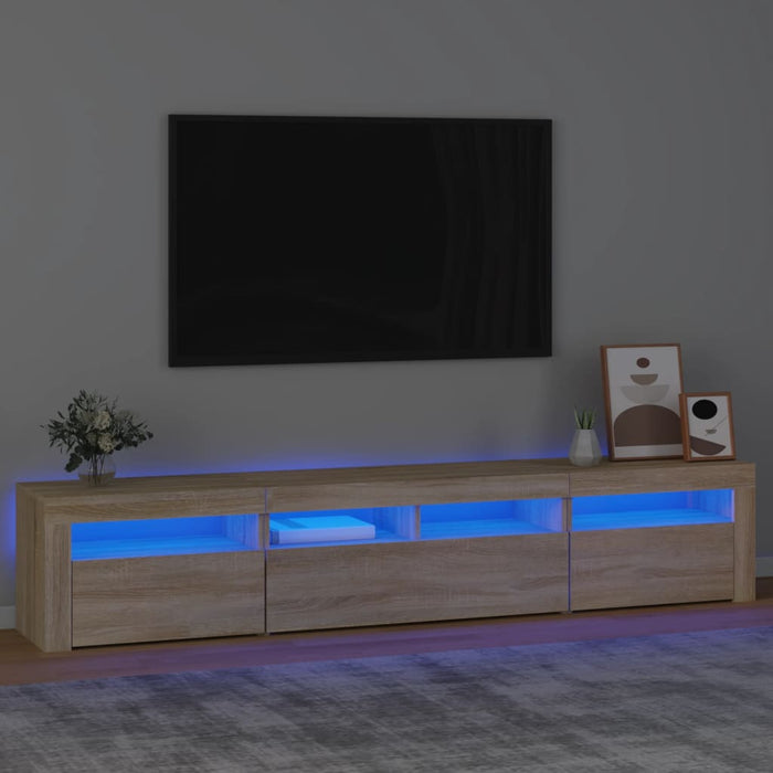 Comodă TV cu lumini LED, stejar sonoma, 210x35x40 cm - WALTI WALTI