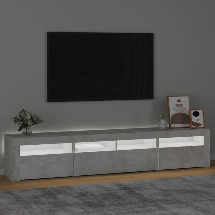 Comodă TV cu lumini LED, gri beton, 210x35x40 cm - WALTI WALTI