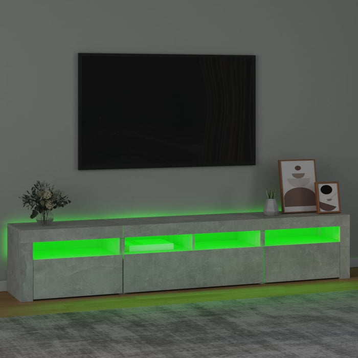 Comodă TV cu lumini LED, gri beton, 210x35x40 cm - WALTI WALTI