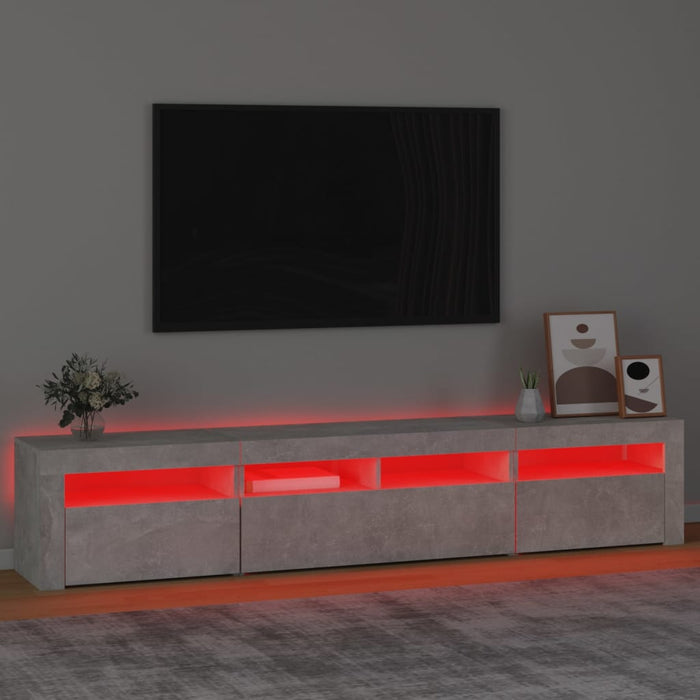 Comodă TV cu lumini LED, gri beton, 210x35x40 cm - WALTI WALTI