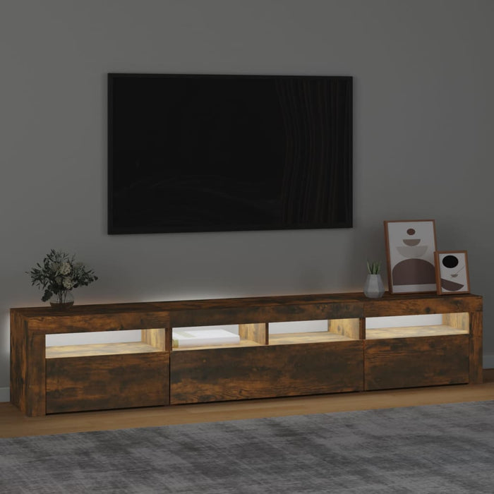 Comodă TV cu lumini LED, stejar fumuriu, 210x35x40 cm - WALTI WALTI