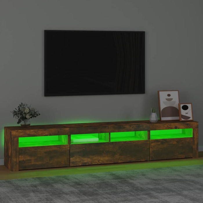 Comodă TV cu lumini LED, stejar fumuriu, 210x35x40 cm - WALTI WALTI