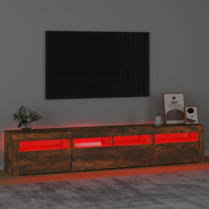 Comodă TV cu lumini LED, stejar fumuriu, 210x35x40 cm - WALTI WALTI