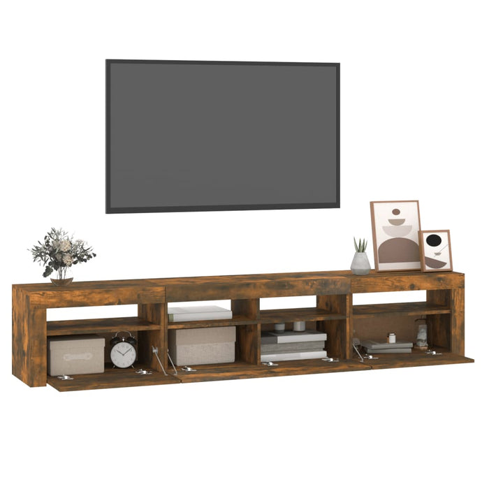 Comodă TV cu lumini LED, stejar fumuriu, 210x35x40 cm - WALTI WALTI