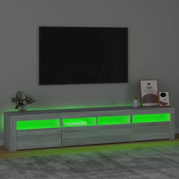 Comodă TV cu lumini LED, gri sonoma, 210x35x40 cm - WALTI WALTI