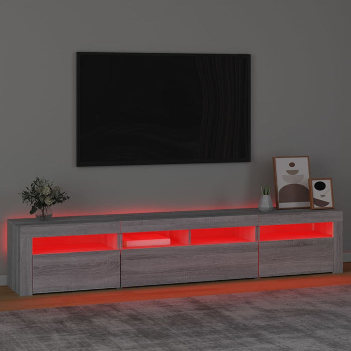 Comodă TV cu lumini LED, gri sonoma, 210x35x40 cm - WALTI WALTI