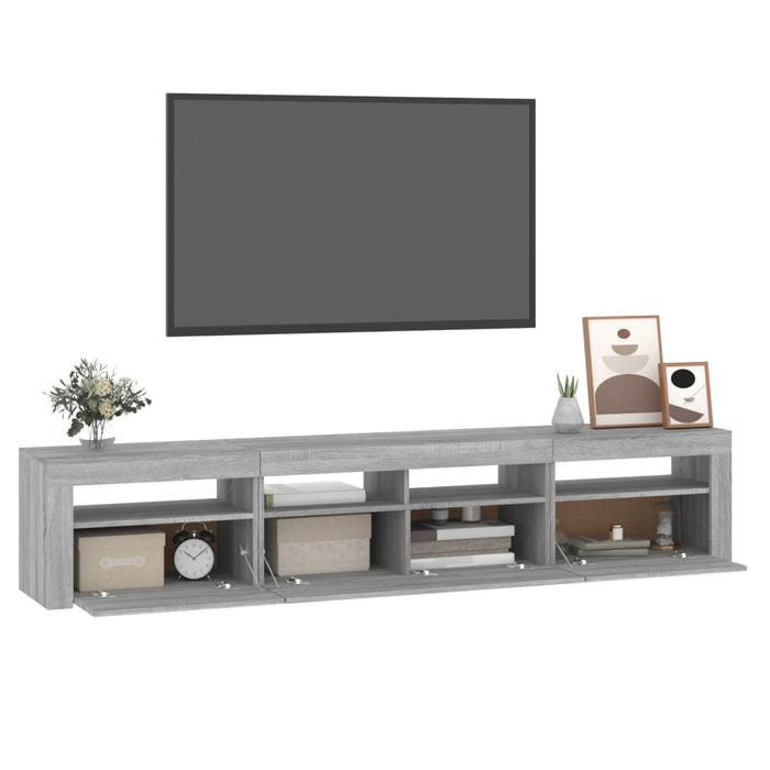 Comodă TV cu lumini LED, gri sonoma, 210x35x40 cm - WALTI WALTI