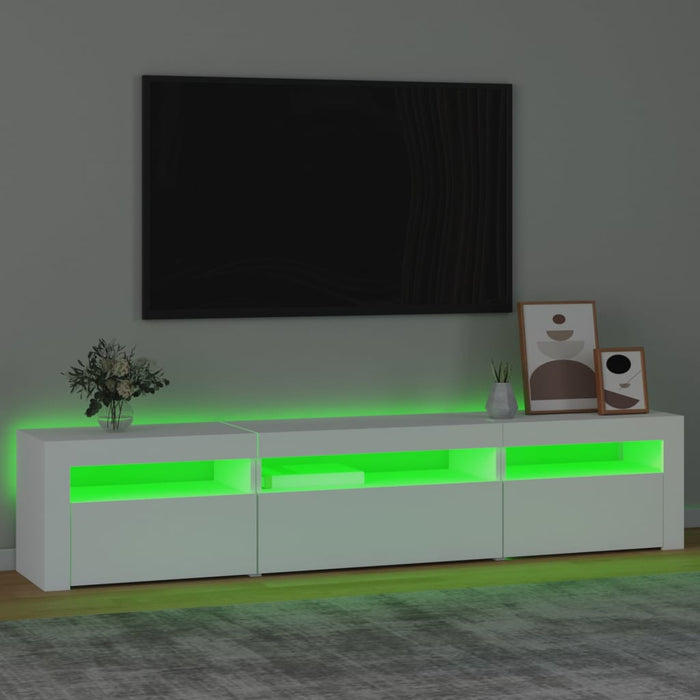 Comodă TV cu lumini LED, alb, 195x35x40 cm - WALTI WALTI