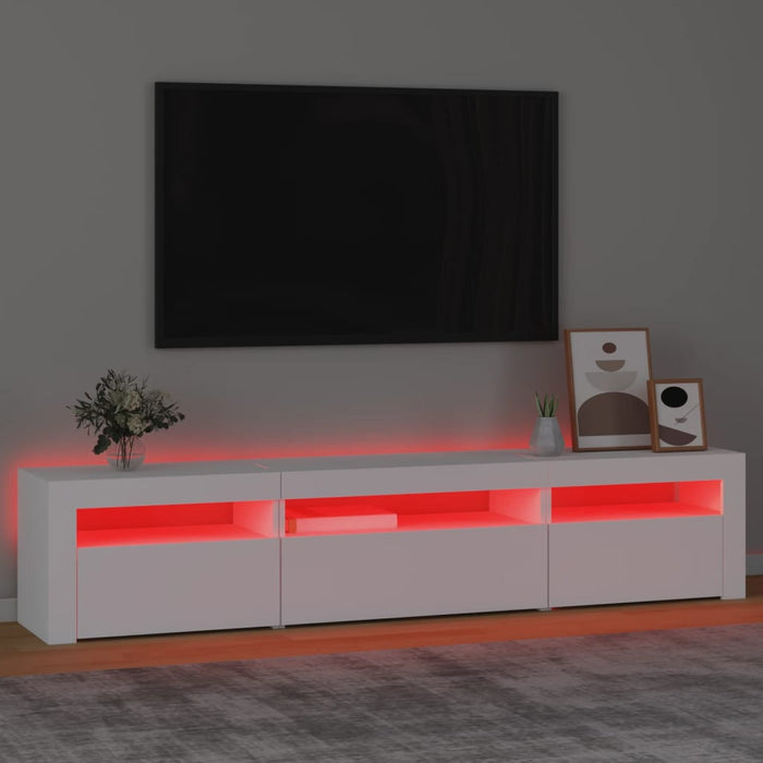Comodă TV cu lumini LED, alb, 195x35x40 cm - WALTI WALTI