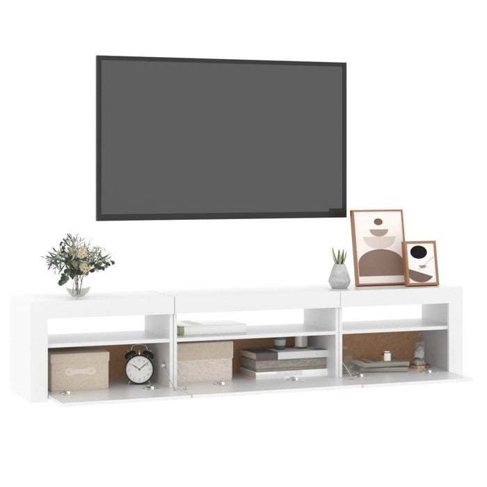 Comodă TV cu lumini LED, alb, 195x35x40 cm - WALTI WALTI