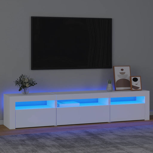 Comodă TV cu lumini LED, alb, 195x35x40 cm - WALTI WALTI