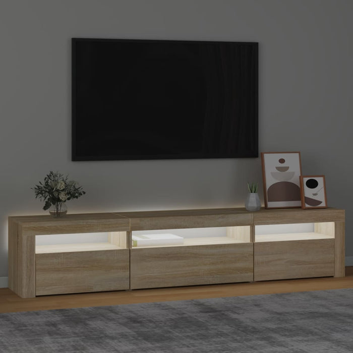 Comodă TV cu lumini LED, stejar sonoma, 195x35x40 cm - WALTI WALTI