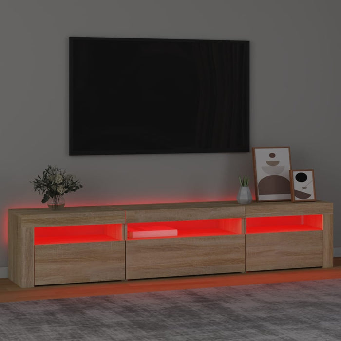 Comodă TV cu lumini LED, stejar sonoma, 195x35x40 cm - WALTI WALTI