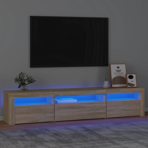 Comodă TV cu lumini LED, stejar sonoma, 195x35x40 cm - WALTI WALTI