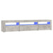 Comodă TV cu lumini LED, gri beton, 195x35x40 cm - WALTI WALTI