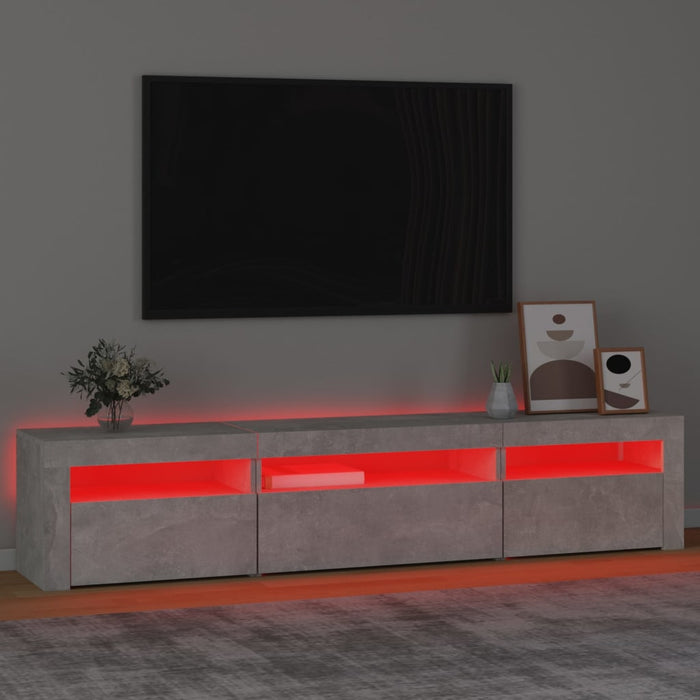 Comodă TV cu lumini LED, gri beton, 195x35x40 cm - WALTI WALTI