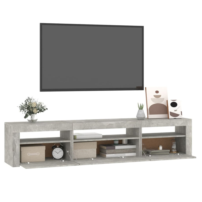 Comodă TV cu lumini LED, gri beton, 195x35x40 cm - WALTI WALTI