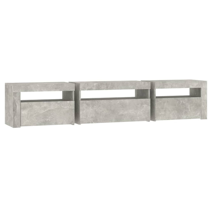 Comodă TV cu lumini LED, gri beton, 195x35x40 cm - WALTI WALTI