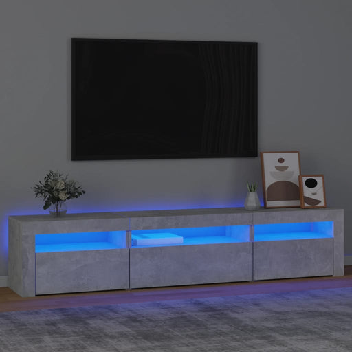 Comodă TV cu lumini LED, gri beton, 195x35x40 cm - WALTI WALTI