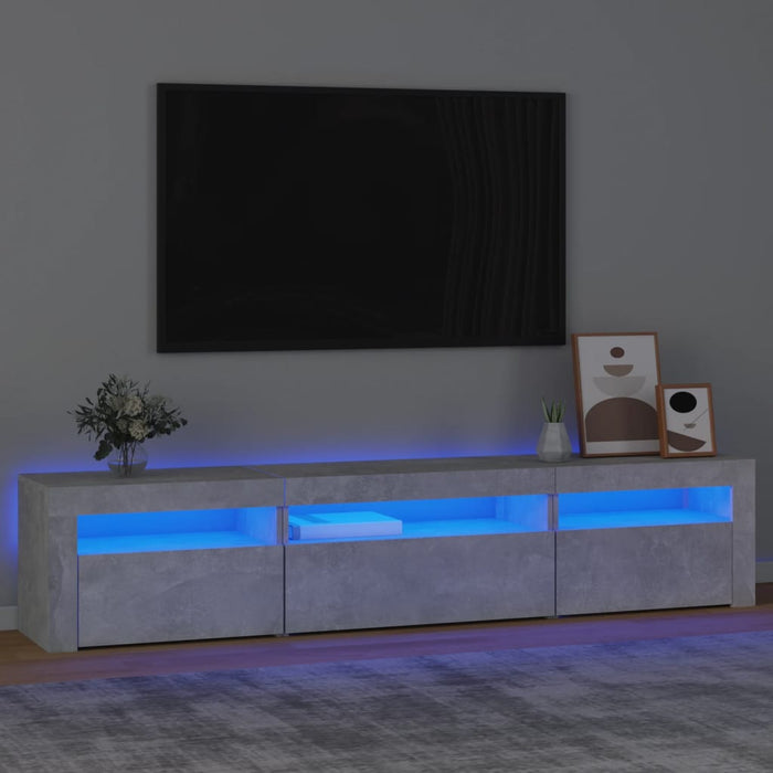 Comodă TV cu lumini LED, gri beton, 195x35x40 cm - WALTI WALTI