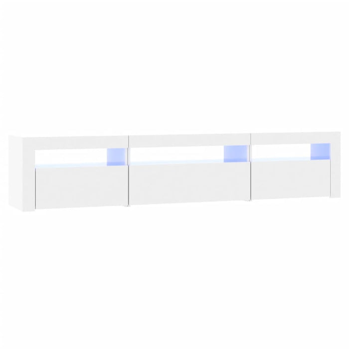 Comodă TV cu lumini LED, alb extralucios, 195x35x40 cm WALTI