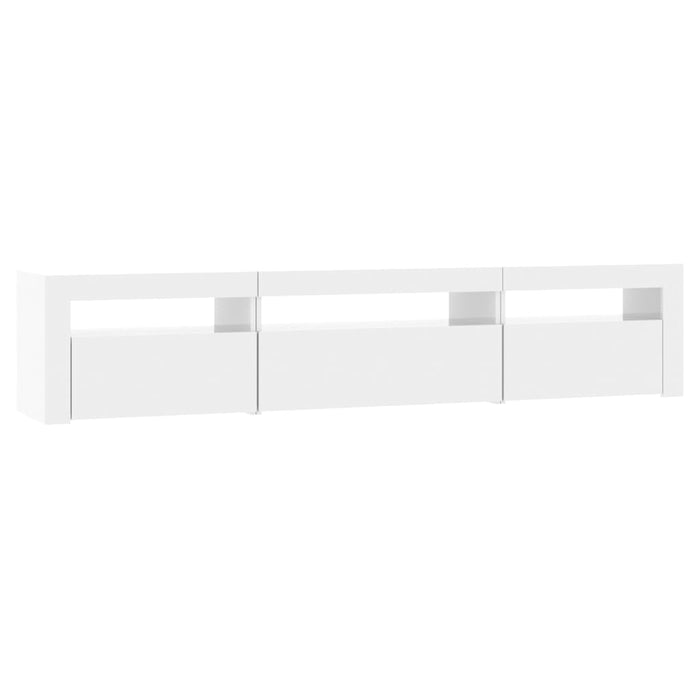 Comodă TV cu lumini LED, alb extralucios, 195x35x40 cm WALTI