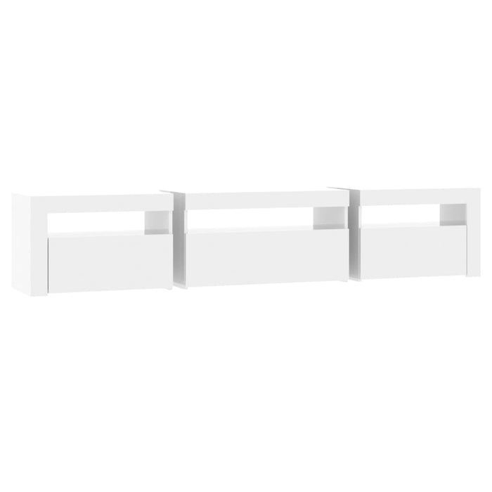 Comodă TV cu lumini LED, alb extralucios, 195x35x40 cm WALTI