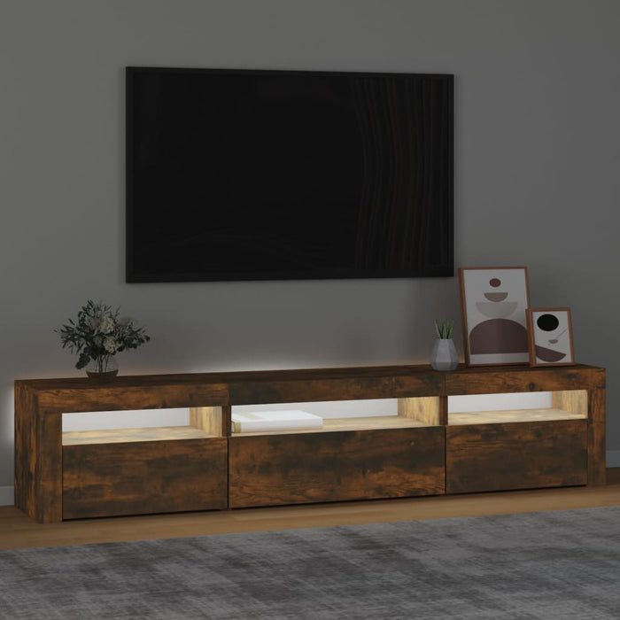 Comodă TV cu lumini LED, stejar fumuriu, 195x35x40 cm - WALTI WALTI