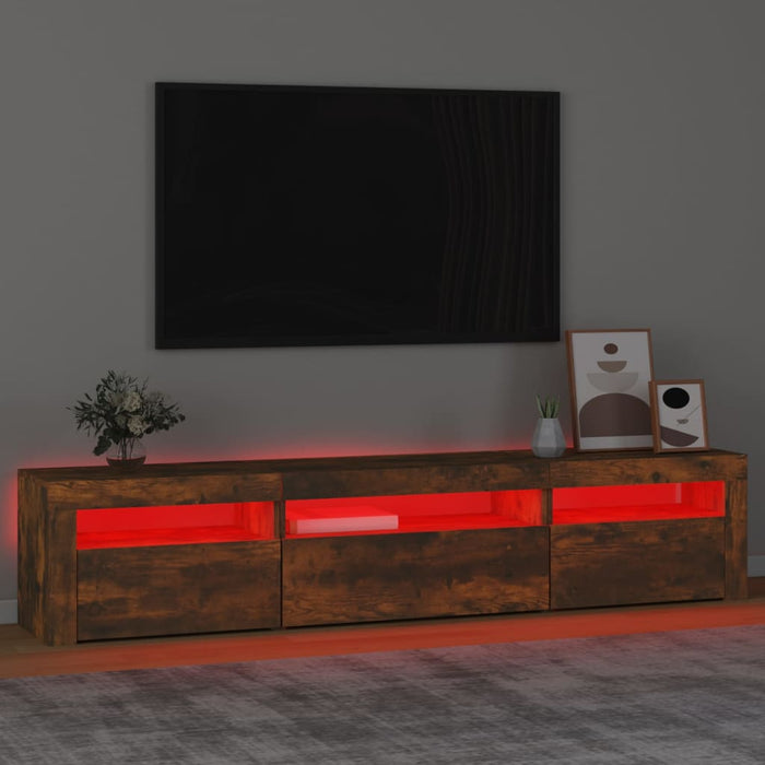 Comodă TV cu lumini LED, stejar fumuriu, 195x35x40 cm - WALTI WALTI