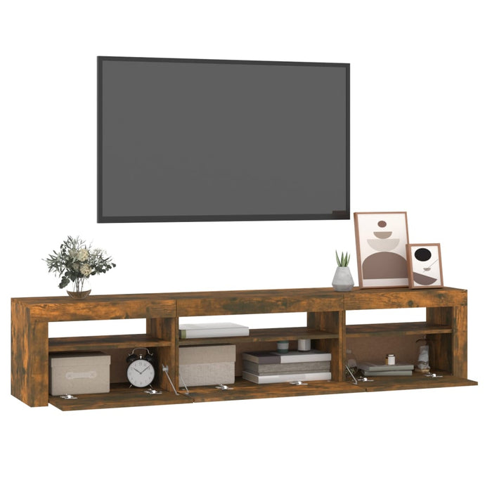 Comodă TV cu lumini LED, stejar fumuriu, 195x35x40 cm - WALTI WALTI