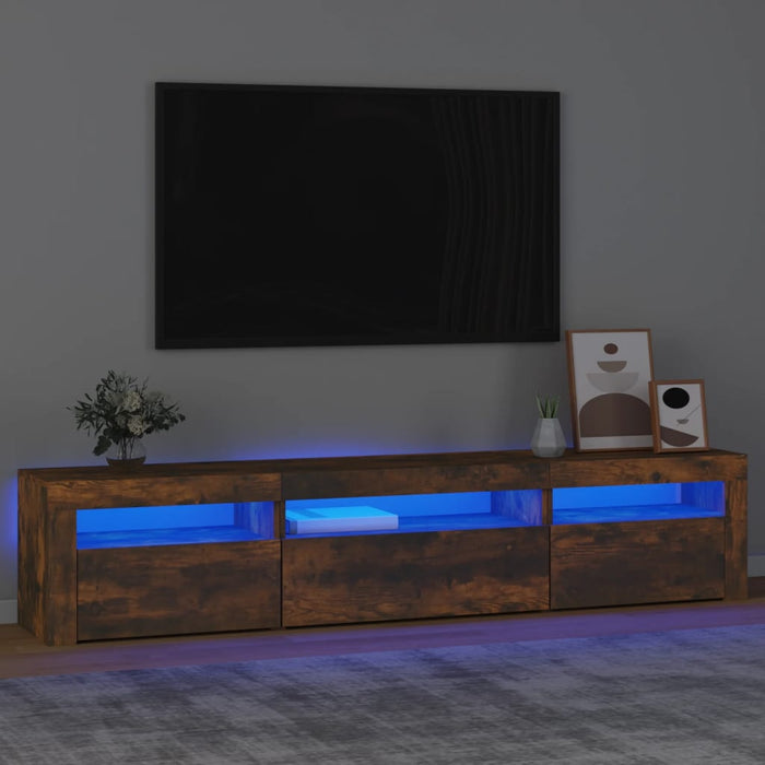 Comodă TV cu lumini LED, stejar fumuriu, 195x35x40 cm - WALTI WALTI