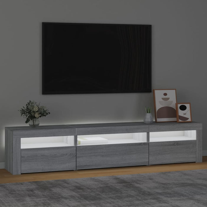 Comodă TV cu lumini LED, gri sonoma, 195x35x40 cm - WALTI WALTI