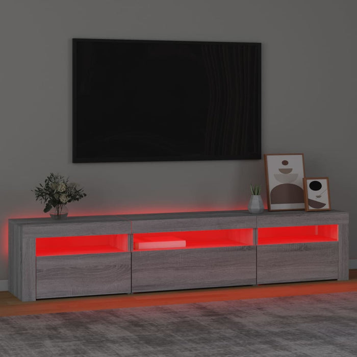 Comodă TV cu lumini LED, gri sonoma, 195x35x40 cm - WALTI WALTI