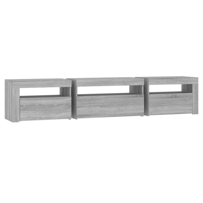 Comodă TV cu lumini LED, gri sonoma, 195x35x40 cm - WALTI WALTI