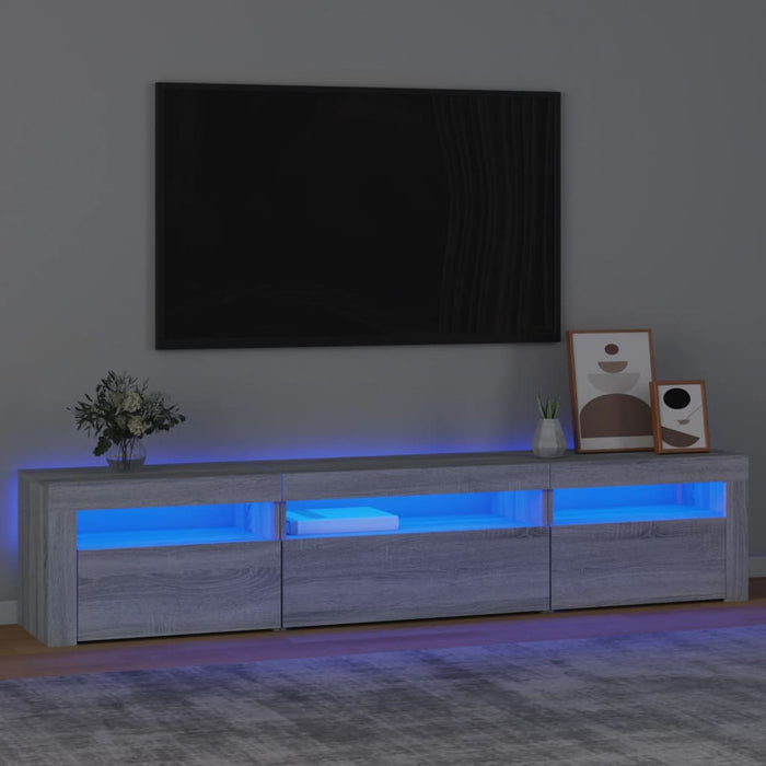 Comodă TV cu lumini LED, gri sonoma, 195x35x40 cm - WALTI WALTI
