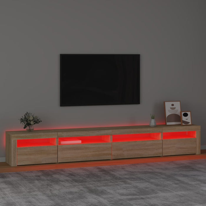 Comodă TV cu lumini LED, stejar sonoma, 270x35x40 cm - WALTI WALTI