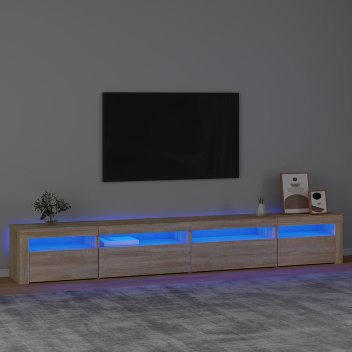 Comodă TV cu lumini LED, stejar sonoma, 270x35x40 cm - WALTI WALTI