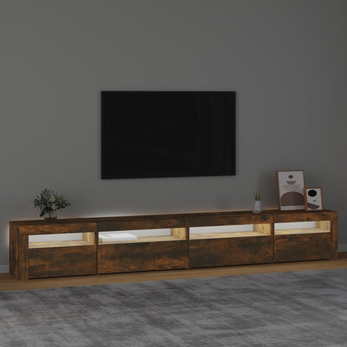 Comodă TV cu lumini LED, stejar fumuriu, 270x35x40 cm - WALTI WALTI