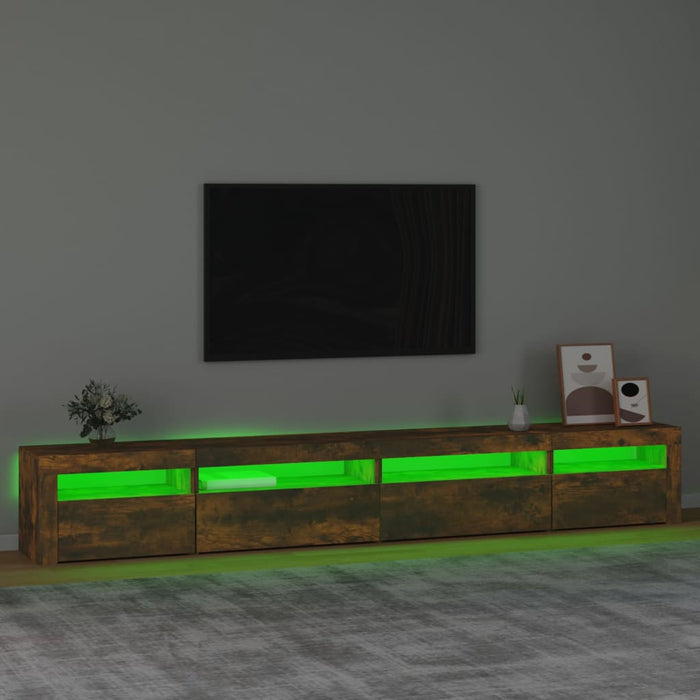 Comodă TV cu lumini LED, stejar fumuriu, 270x35x40 cm - WALTI WALTI