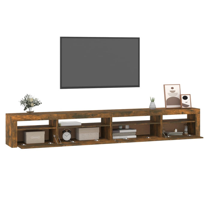 Comodă TV cu lumini LED, stejar fumuriu, 270x35x40 cm - WALTI WALTI