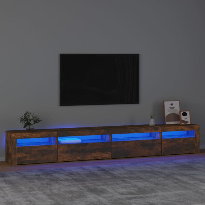 Comodă TV cu lumini LED, stejar fumuriu, 270x35x40 cm - WALTI WALTI