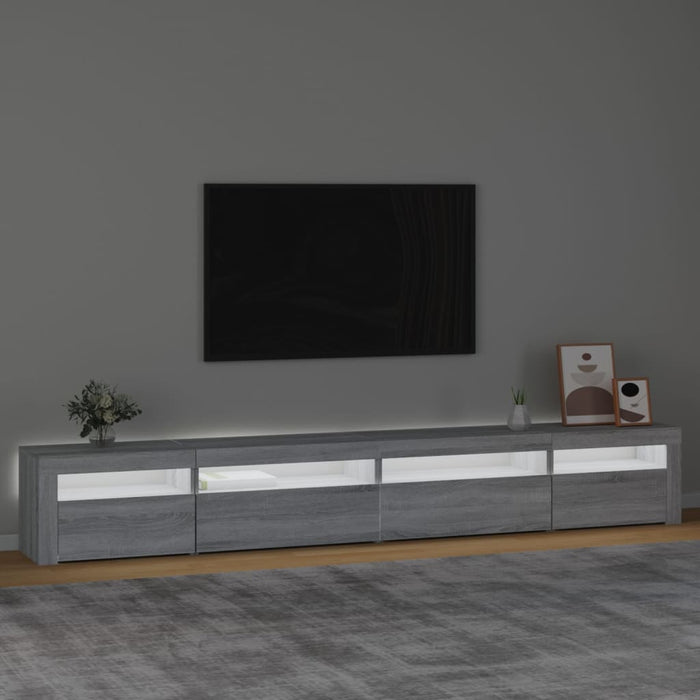 Comodă TV cu lumini LED, gri sonoma, 270x35x40 cm - WALTI WALTI
