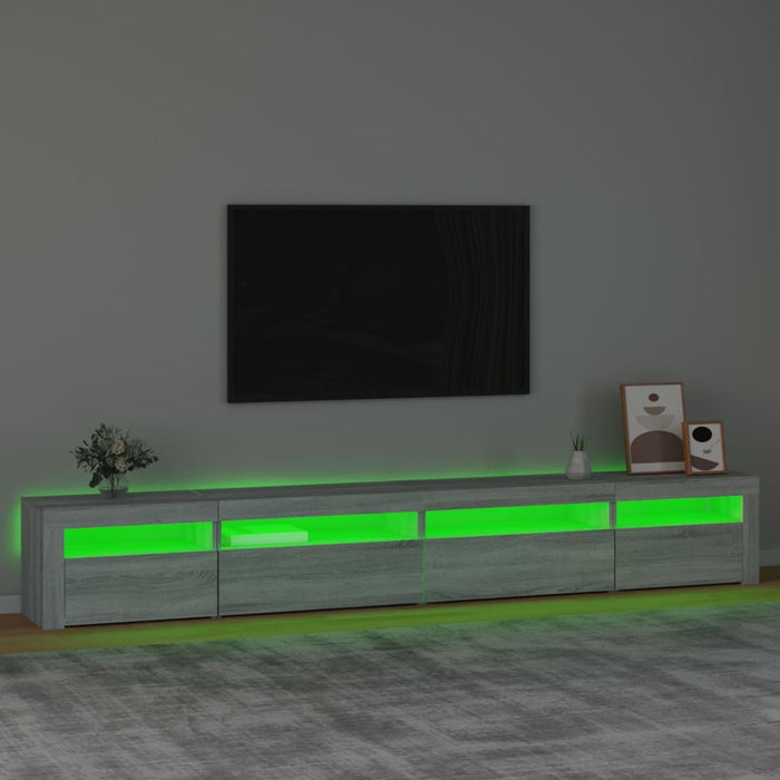 Comodă TV cu lumini LED, gri sonoma, 270x35x40 cm - WALTI WALTI