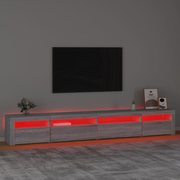 Comodă TV cu lumini LED, gri sonoma, 270x35x40 cm - WALTI WALTI