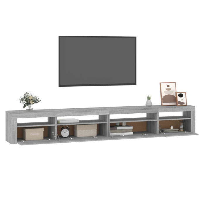 Comodă TV cu lumini LED, gri sonoma, 270x35x40 cm - WALTI WALTI