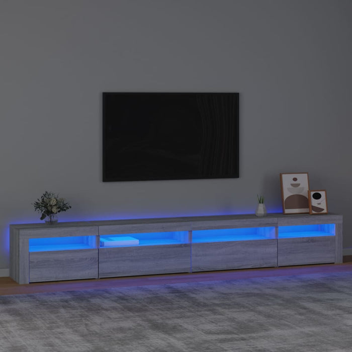Comodă TV cu lumini LED, gri sonoma, 270x35x40 cm - WALTI WALTI