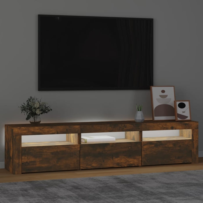 Comodă TV cu lumini LED, stejar fumuriu, 180x35x40 cm - WALTI WALTI
