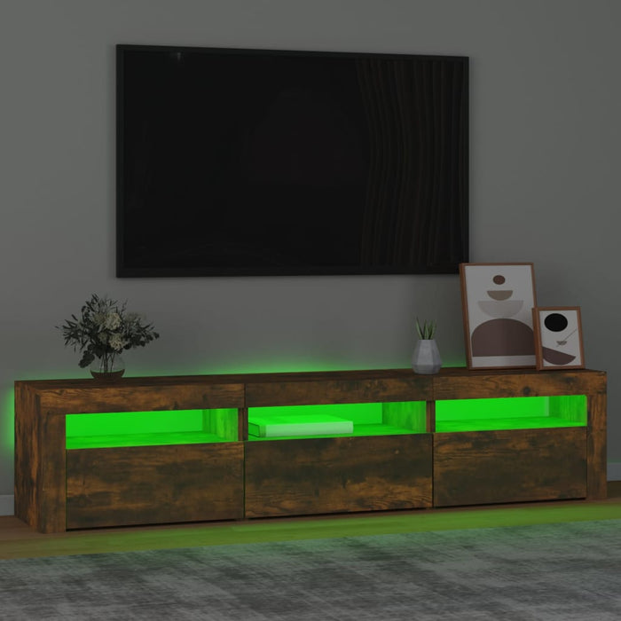 Comodă TV cu lumini LED, stejar fumuriu, 180x35x40 cm - WALTI WALTI