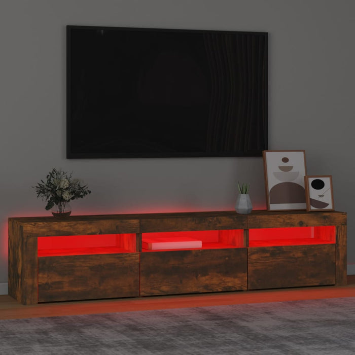 Comodă TV cu lumini LED, stejar fumuriu, 180x35x40 cm - WALTI WALTI