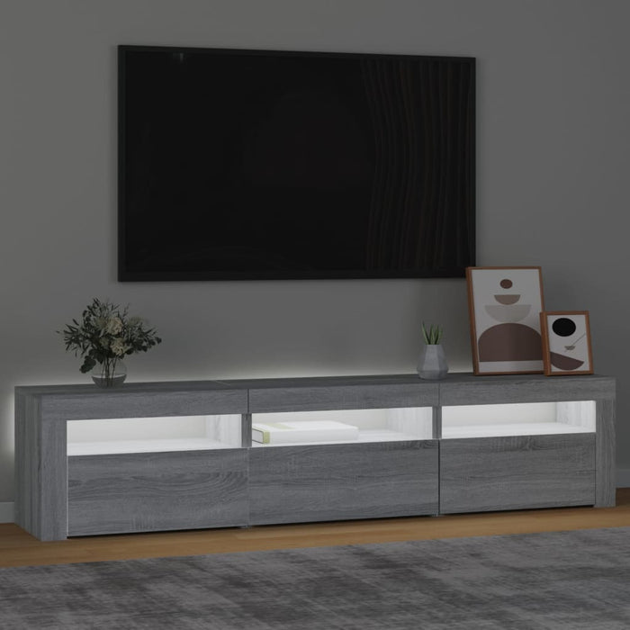 Comodă TV cu lumini LED, gri sonoma, 180x35x40 cm - WALTI WALTI
